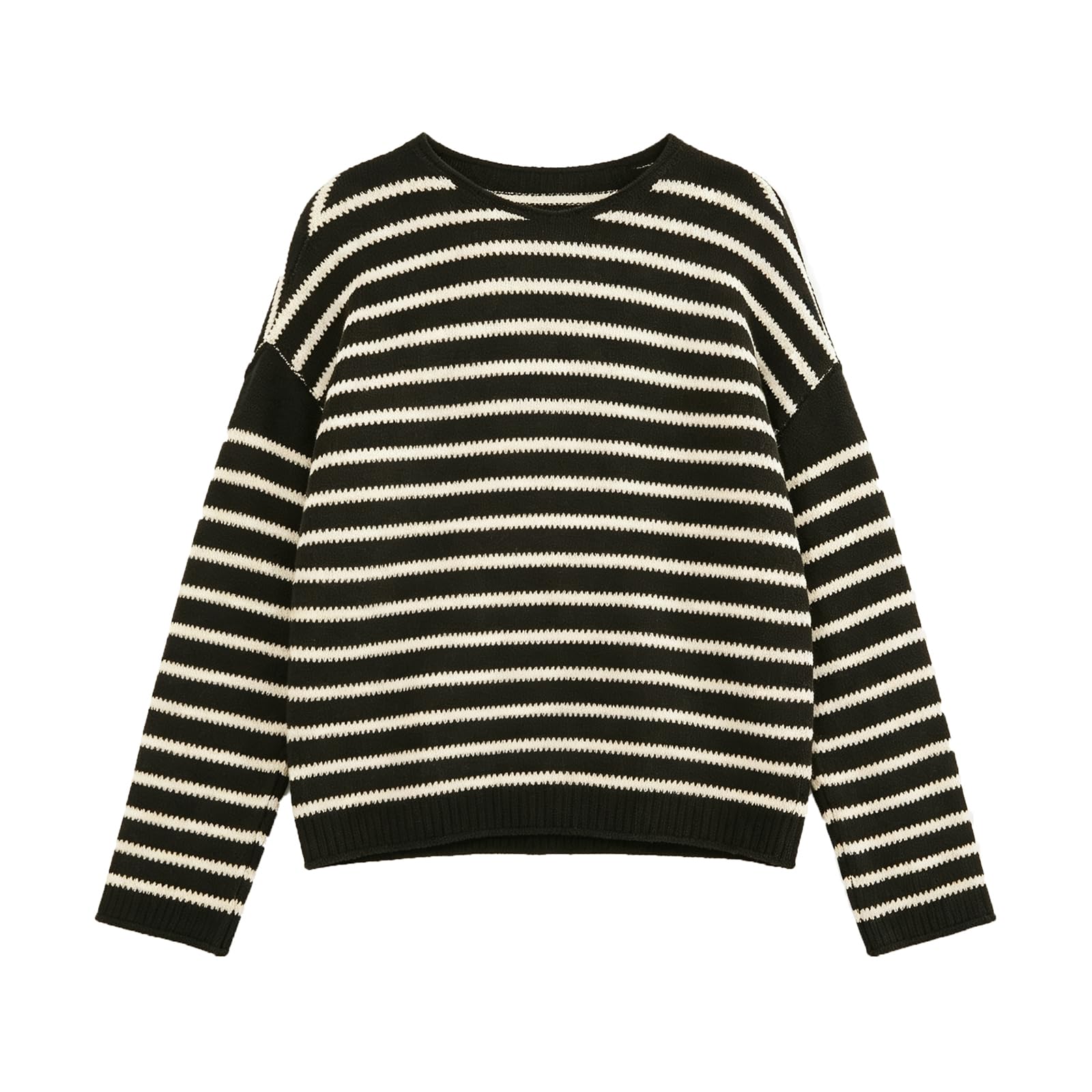 FOMOYUU Women Oversized Striped Sweater Color Block Knit Long